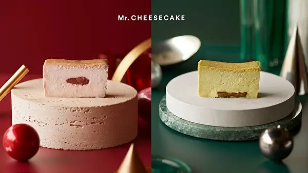 「Mr. CHEESECAKE（ミスターチーズケーキ）」の2024ホリデー限定フレーバー『プラリネピスタチオ』と『レッドベリー』