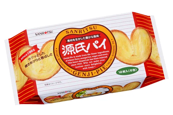 静岡県浜松の三立製菓が手がけるロングセラーお菓子「源氏パイ」のパッケージ