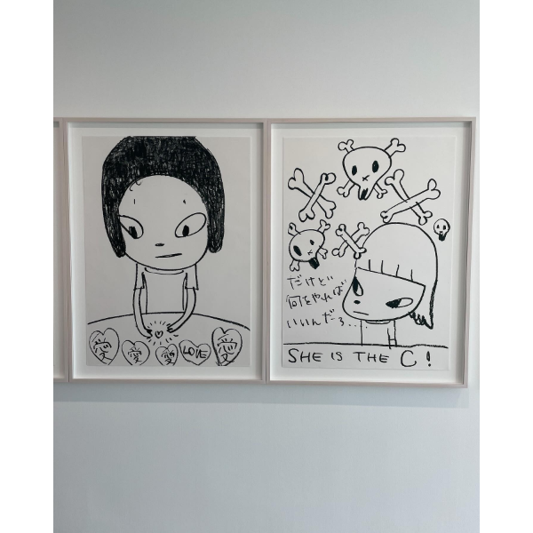 東京・原宿で開催中の奈良美智の個展「I Draw the Line」