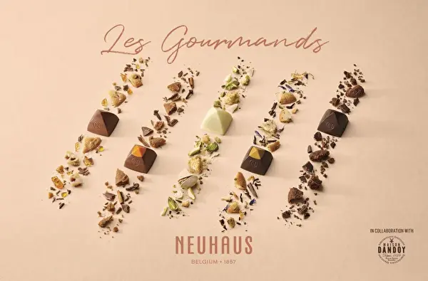 ベルギー発・老舗チョコレートブランド「NEUHAUS（ノイハウス）」2025年のラブコレクション、焼き菓子の老舗「メゾン ダンドワ」とコラボした「レ グルマンズ」シリーズのイメージ