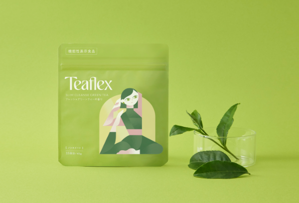 機能性ティーブランド「Teaflex（ティーフレックス）」の「スリムクレンズ　グリーンティー」パッケージ