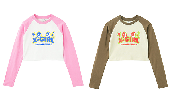 X-girl × VANDY THE PINK RAGLAN L/S BABY TEE